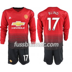 Fußballtrikots Manchester United BLIND 17 Kinder Heim Trikotsatz 2018-2019 Langarm